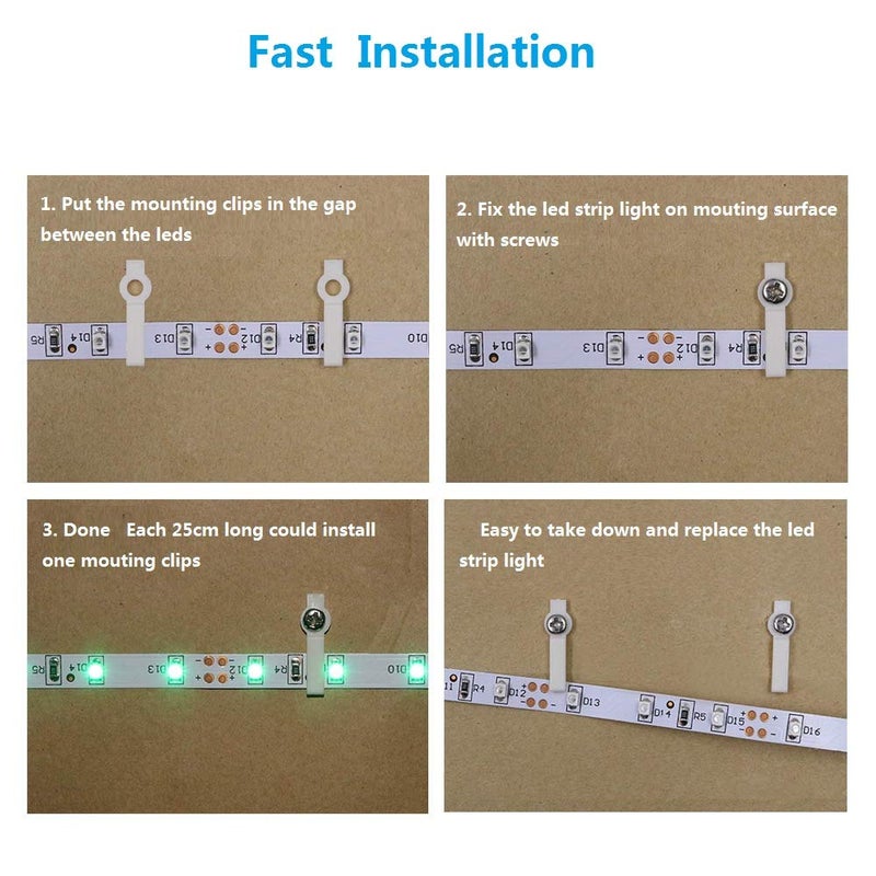 MSDUSA 100Pack LED Strip Light Mounting Clips LED Tape Light Brackets Suit for 8MM/10MM Width IP20/IP44 Non Waterproof Strip Light - Image 5